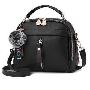 PU Leather Handbag For Women Girl Fashion Tassel Messenger Bags With Ball Bolsa Female Shoulder Bags Ladies Party Crossby Bag