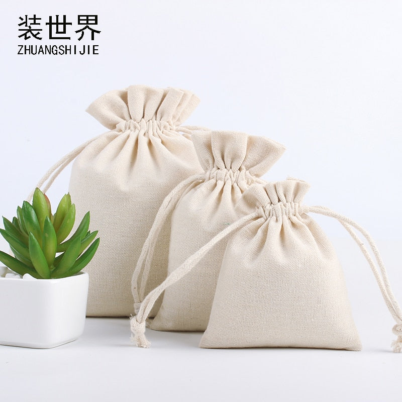 Wholesale Price Natural Resuable Jute Linen Drawstring Pouch Packaging Gift Bag Logo Printed Jewelry Christmas Bag